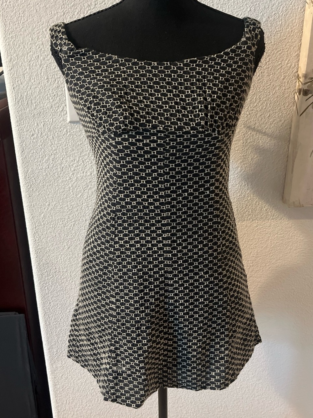 Free people Women’s Black and Cream Patterned A-Line mini Dress